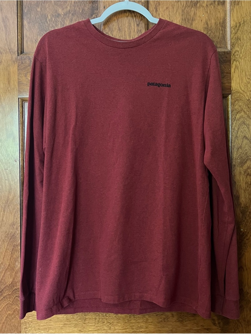 Mens Patagonia Long-Sleeve Crew Tee in Deep Burgundy